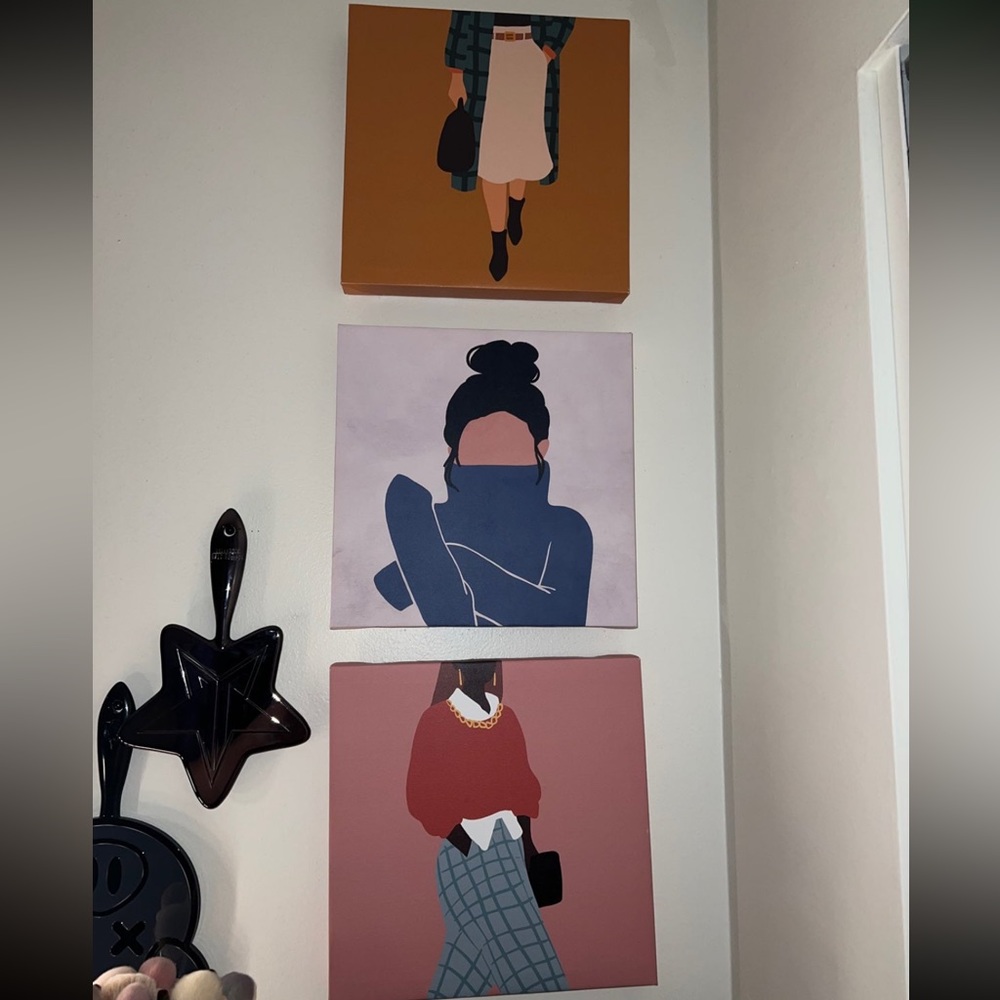 Set of 3 Opalhouse 12" x 12" Megan Unframed Modern Canvas Art